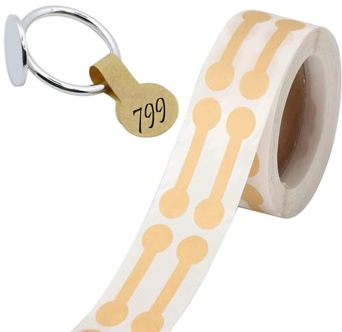 500 piezas de etiquetas de precio de joyería, etiquetas de mercancía Kraft marrón etiquetas redondas encordadas etiquetas de marca etiquetas de exhibición de ropa etiqueta de barra etiqueta