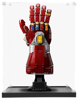icuanuty Acrylvitrine für Lego Marvel Iron Man Nano Handschuh 76223, 15x15x35 cm, klar, Displaybox