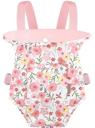 GAGAKU Baby Doll Carrier for Toddlers, Toy Baby Dolls Carrier, Reborn Baby Doll Accessories - Pink Rose of Sharon