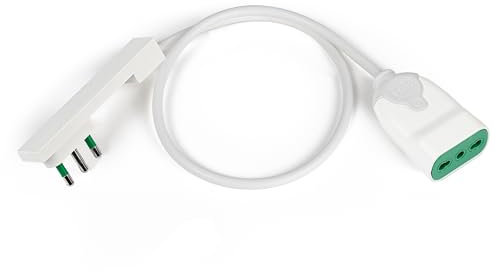 FANTON 92012 Prolunga lineare CLOCK 1m, bianca, spina CLOCK grande, presa italiana, adatta dietro a comodini, armadi, scrivanie, cucina