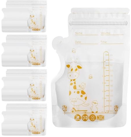 Invalidism 120 Pcs 250ml Breast Milk Storage Bags,Leakproof Zipper Seal, Measurement Scale Freezer Fridge Safe for Breastfeeding Moms, Easy Pour Spout