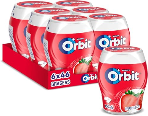 Orbit Chicles Sin Azúcar Sabor Fresa Bote Pack de 6 Botes con 46 Chicles