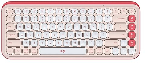 Logitech POP ICON KEYS Wireless Bluetooth Keyboard, Comfortable Typing, Programmable Keys, Easy-Switch Between up to 3 Devices, for Laptop, Tablet, PC, QWERTY UK English Layout – Rose