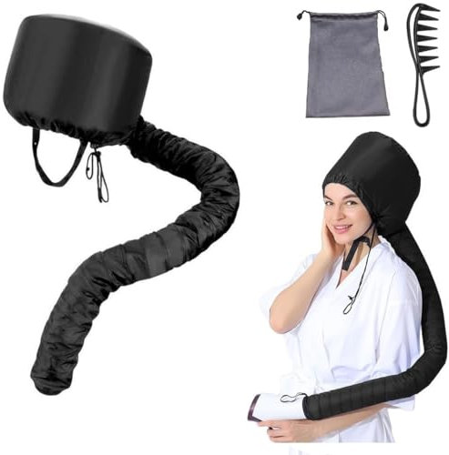 Casco Asciugacapelli, Cuffia Termica per Capelli, Capelli Asciutti Rapidamente, Casco per Asciugatura, con Pettine, Borsa Portaoggetti, per Asciugatura Acconciatura Arricciatura