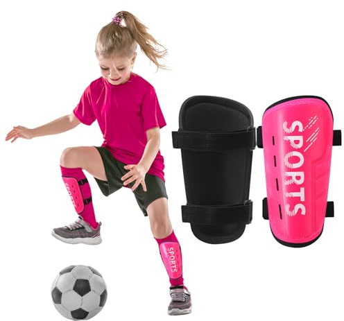 Syhood Sports Soccer Shin Guards for Toddler Kids Youth Football Shin Pads Protective Soccer Gear Lightweight Soccer Equipment for 3-5, 5-10 Years Old Children Teen Boys Girls Game (Pink,S)