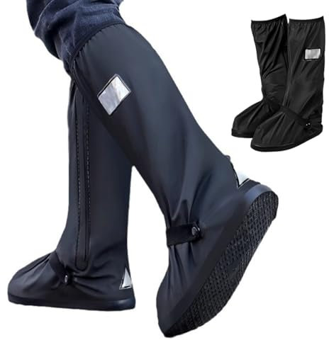 IKOPFLN Couvre-Chaussures Imperméables Réutilisables pour Bottes Hautes - Protégeant Les Chaussures des Intempéries. Surchaussures Résistantes avec Antidérapante et Fermeture Étanche