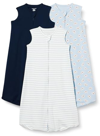 Amazon Essentials Unisex Babies' Cotton Baby Sleeping Bag, Wearable Blanket, 0.5 TOG, Pack of 3, Koala/Navy/Stripes, 0-6 Months