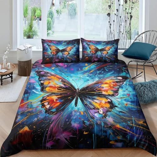 Bedruckte Bettbezug-Sets 260X230 cm Tierischer Schmetterling 3D-Druck Set Weiche Mikrofaser Bettwäsche Set Für Erwachsene Teenager Kinder 3 Stück Mit Reißverschluss Für Heimtextil-652012231229806000