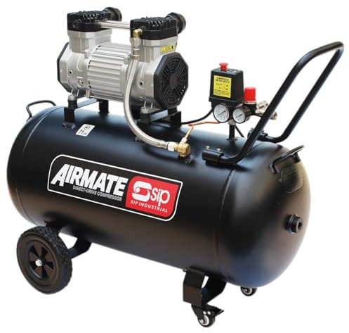SIP Airmate Air Compressor Low Noise Oil-Free Direct Drive, 230V 100L 3hp 2.2kW 116psi 8 Bar 15CFM