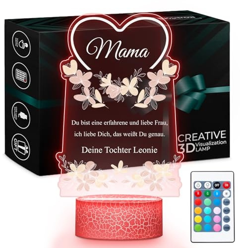 Maverton Lampada personalizzata a Led - Cornice foto con illuminazione multicolore - Idea regalo mamma compleanno - Lastra Acrilica con stampa foto personalizzata - Per la festa della mamma