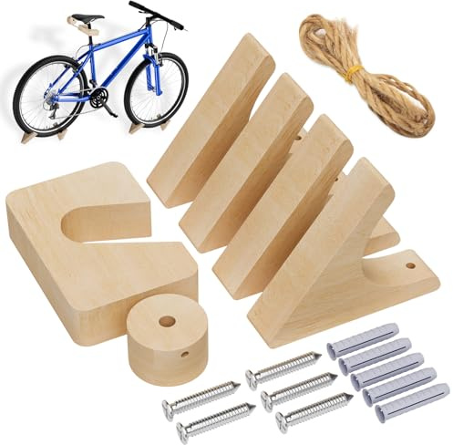 Bicycle Wall Mount, Wooden Bicycle Mount Wall with 50 kg Load Capacity, Bicycle Suspension for Road Bike, Mountain Bike, Hybrid, Tandem