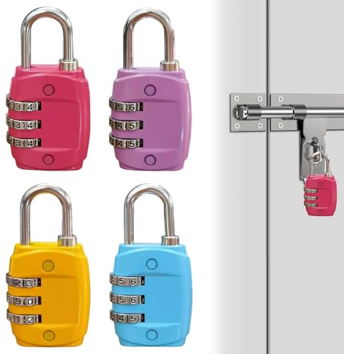 4PCS Luggage Locks – Small Padlocks for Lockers, Backpacks, Gym & Travel Bags – Secure & Lightweight – Easy-to-Use Mini Travel Lock Set
