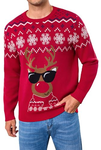 Gyabnw Maglia Uomo Invernale Maglione Natale con Renna Pullover Natalizio Maglie Uomo Natalizi Felpa Christmas Sweater Maglioni Natalizia Caldi