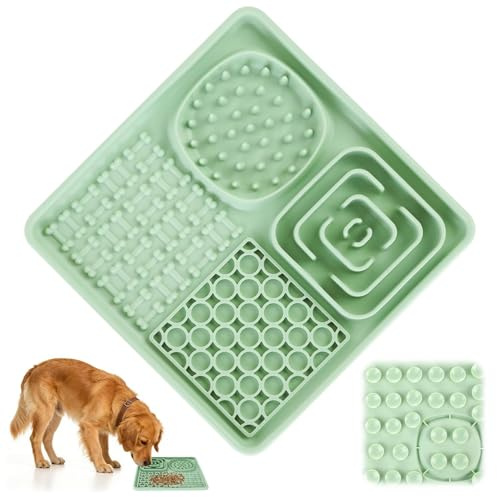 Tapete para Comer Perros y Gatos 20x20 cm, Alfombra para Lamer Perro con Ventosas, Alimentador Lento Silicona sin BPA para Bañarse, Entrenar, Alimentar, Dog Licking Mat Alivio de Ansiedad