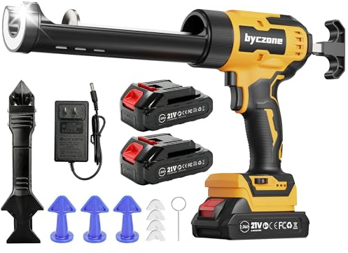 Electric Silicone Gun with 6 Speeds, 2x2000mAh Batteries & Charger, 300ML