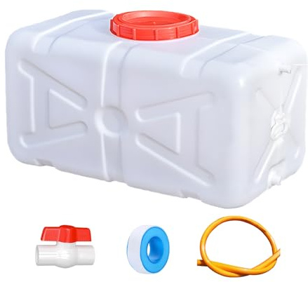 Stor Vattentank med Kran, Vit BäRbar Vattendunk, Plast, Dricksvatten, Livsmedelsklassad, HDPE, för Camping, Husvagn, Husbil, NöDfall och TräDgåRd(Size:110L)
