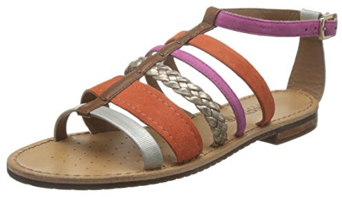 Geox D Sozy E, Sandalias Romanas para Mujer, Naranja (Orange/Platinumc2T2U), 36 EU