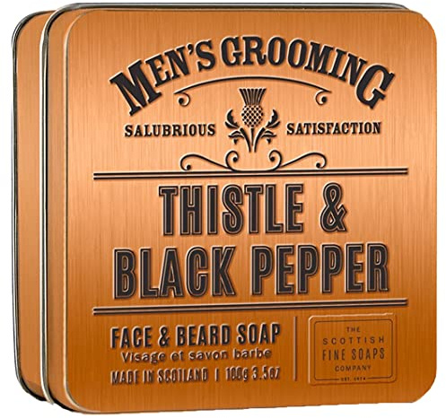 Men's Grooming by Scottish Fine Soaps Thistle & Black Pepper Face & Beard Soap 2 x 100g