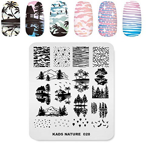 KADS - Plantilla para estampación de uñas con diseños de hierba, dientes de león, etc. Plantillas con diseños para decoración de uñas