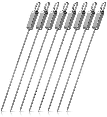 Navaris 8X Edelstahl Grillspieße - 41cm lang - Schaschlikspieße für Gemüse Fleisch - BBQ Schaschlik Grillspieß Set - Grillzubehör Spieße