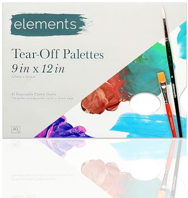 Elements Disposable Acrylic Paint Palette – 40 Tear-Off Sheets, 9x12, Non-Bleed Painting Palette Paper | Lightweight, Thumb-Hole Design for Mess-Free Mixing & Easy Handling for Artists