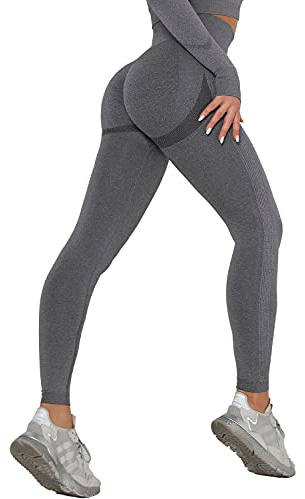 DUROFIT Leggins Donna Push up Leggings Sportivi Vita Alta Anticellulite Pantaloni Palestra per Fitness Yoga Pant Grigio M