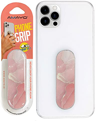 Amayo Grip – originalet! Smartphone fingerhållare – mobiltelefon fingerhållare telefon grepp mobiltelefonhållare stativ handtag – mobiltelefonhållare mobiltelefon ring (marmor serie – röd)