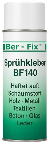 6 x 500 ml Ber-Fix Special Permanent Spray Adhesive Foam Felt BF140 with Adjustable Spray Width Sticks Open Foams with Polyester Metal Wood (Car Caravan Construction Industry)