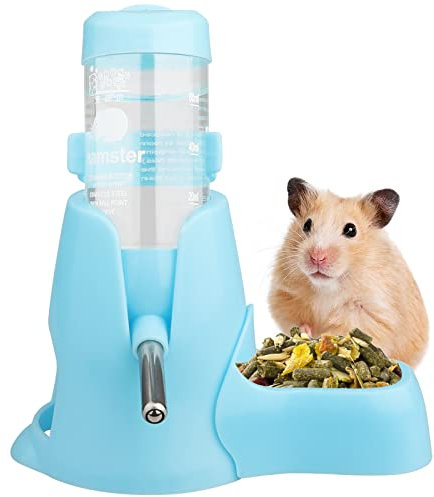 Diyife Guinea Pig Water Bottle - Non Drip, Automatic Dispenser, Free Standing for Hamster, Bunny, Chinchilla, Hedgehog, Squirrel (Blue, 80ml)