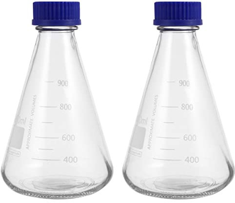 Baluue Erlenmeyer 2 Pièces Flacon Triangulaire Gobelets En Verre Tasse De Balance En Verre Flacons D'expérimentation Gobelet Gradué s Coniques s D'expérience Un Visser