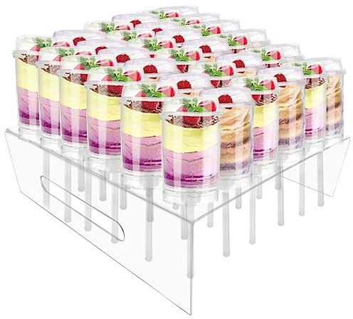 DOERDO 36 Holes Push Pop Cake Stand Acrylic Lollipop Stand Cake Display Stand for Wedding Birthday Party, Clear Square