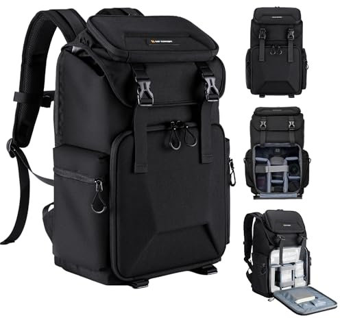 K&F Concept Camera Case for Photographers Large Capacity Camera Bags with Raincover, 15.7 Inch Laptop Compartment for Camera Drone Bags