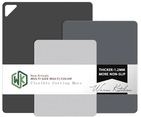 WK Flexible Plastic Cutting Boards Mats for Kitchen, Flexible Non Slip Cutting Mat, Thin Cutting Sheets, BPA Free, Dishwasher Safe, Multi Sizes