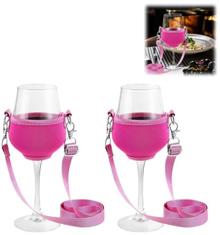 BVSRCP 2 Stück Weinglashalter Zum Umhängen, Becherhalter Festival Wine Glass Holder, Weinglas Halterung Zum Umhängen, Weinglashalter Für Weinliebhaber Weihnachten Hochzeit Party