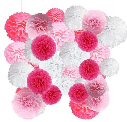 12 Boda Pompones Papel Decoraciones Flores de Papel Gigantes Rosa