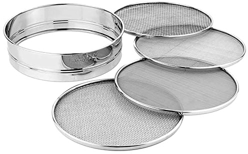 AYUSHNAIK Setaccio intercambiabile 4 in 1 in acciaio inox, per farina, chalni, spezie, colini per alimenti, Atta Chalni, Jaali Channi Atta Maida Colino grande, utensili da cucina per cucinare e