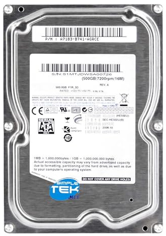 SIMPLETEK - HE502IJ Hard Disk HDD 500GB 3.5 SATA | Hard Drive for DVR, NAS, Desktop PC (Refurbished)