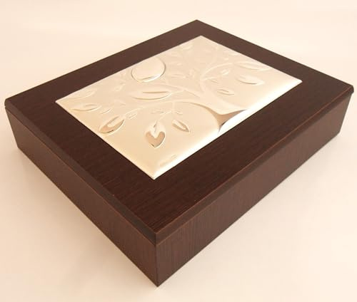 Generico L'ALBERO DELLA VITA IN ARGENTO cm18x13 COFANETTO PORTAGIOIE PORTAGIOIELLI IN LEGNO cm24x20x6 MADE IN ITALY -> TUO IN 24/48h