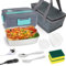 Electric Heated Lunch Box for Adults 2.0L with PTC Heating, Safe Food Warmer for Meals 110V-220V/12V-24V Dual Voltage, Electric Lunch Box with Stainless Cutlery and Thermal Bag for Office Car Travel