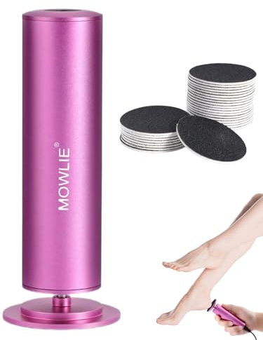 MOWLIE Hornhautentferner Elektrisch mit 60 Stück Ersatz-Schleifkissen, Elektrischer Hornhautentferner Set, Pro-Pediküre-Fußfeile, Effizientes Pediküre Set Fußpflege für Tote Harte Rissige Haut