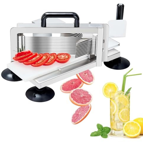 Affettatrice Manuale Per Verdure E Frutta, Affettatrice Professionale Per Pomodori In Acciaio Inox Con 2 Lame Di Ricambio, Per Patate, Cetrioli E Limoni - 4 Ventose Industriali,38(9.5mm)