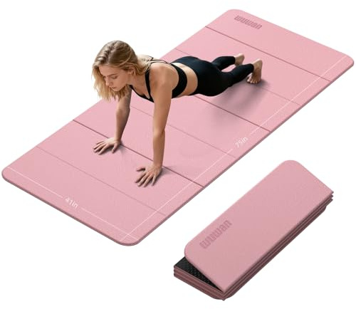 WUWAN Foldable TPE Yoga Mat Thick 10mm,75 x40Extra Large Exercise Mats