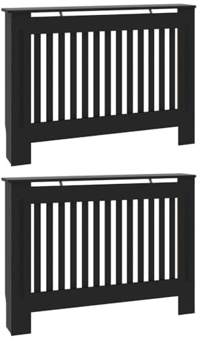 vidaXL Cubierta de Radiador 2 pcs Negro 112 x 19 x 81,5cm, Cubierta Moderna para radiador Rectangular, Madera, protección térmica, decoración Segura para tu Sala