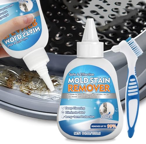 AAROVIBE Home Mold Stain Remover Gel for Washer Seal, Thick No Scrub Mold Cleaner for Front Load Washing Machine, Bathroom Tile Grout & Silicone, Deep Cleaning & Odor Removal-Household Stain Cleaner