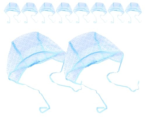 LOLIPPYY Cuffie per Mèches Coloranti Chioma con Fori, 10 Pezzi Blu con Mantello Protettivo, Cappucci per Decolorazione per Uso Domestico e Salone, Kit Pratico per Colorazione