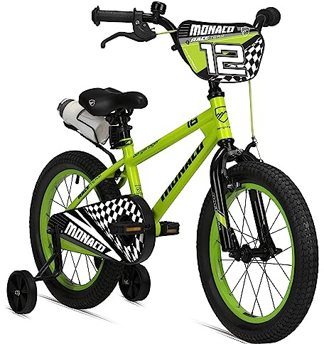 Bergsteiger Monaco 12 Zoll Kinderfahrrad, geeignet für 3 und 4 Jahre, BMX, Stützräder, Rücktrittbremse, Trinkflasche, Kettenschutz