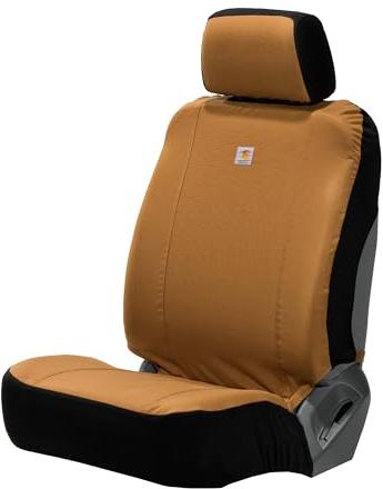 Carhartt Universal Nylon Duck Canvas Fitted Bucket Seat Cover, Durable Seat Protection with Rain Defender, Single, Carhartt Brown