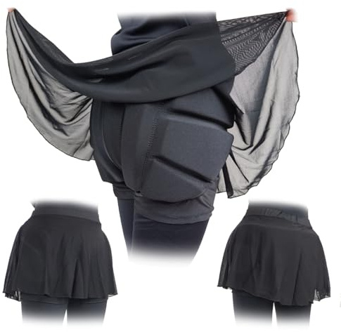 SKATING SPIRIT Padded Skating Shorts Protective Crash Pants Built-in Mash Skirt Covering Tailbone Hip Butt Pad (M)