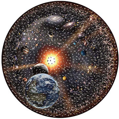 ISAKEN 1000 Pieces Round Jigsaw Puzzle, Universe Solar System Planet with Sun Earth DIY Puzzle Game Kids Adults Decompression Toys Home Decoration
