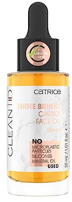 Catrice Clean ID Shine Bright Carrot Face Oil, Gesichtsöl, orange, für Mischhaut, für sensible Haut, pflegend, Haut, mit Ölen, transluzent, strahlend, vegan, ohne Alkohol (30ml)